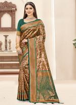 Silk Morpeach Festival Wear Weaving Saree